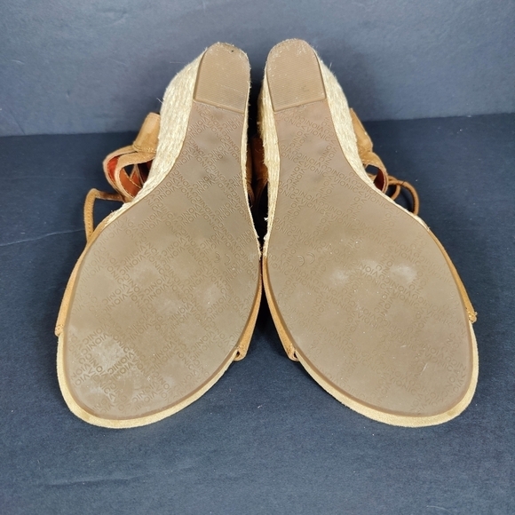 Vionic Tansy Wedge Espadrille Agave Brown Leather Strappy Sandal Women's Size 7 - Picture 10 of 11